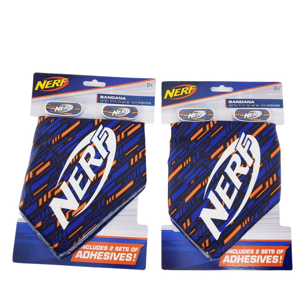 NERF Elite Pattern Bandana 22" x 22" w/ 2 pair black eye adhesives Lot of 2 NEW